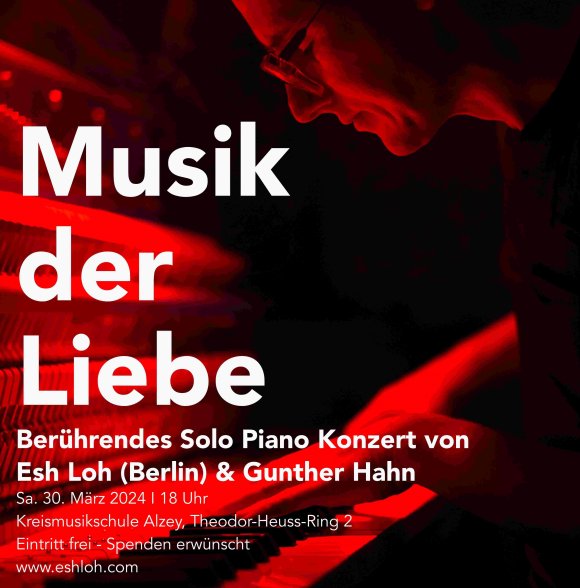 Plakat zum Piano Konzert "Musik der Liebe"