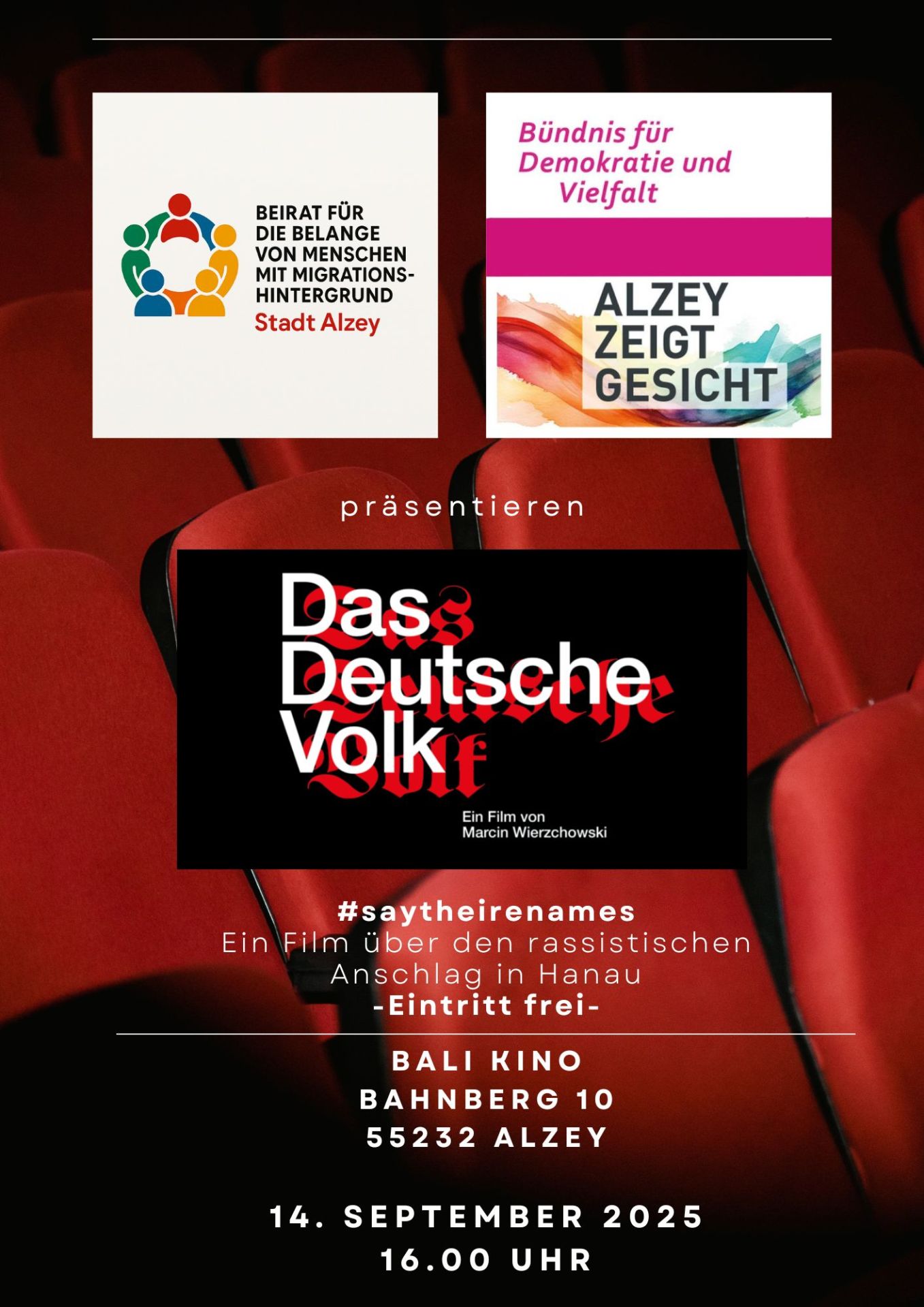 "Das Deutsche Volk" Kinofilm Flyer - 1 Flyer bali Kino Alzey