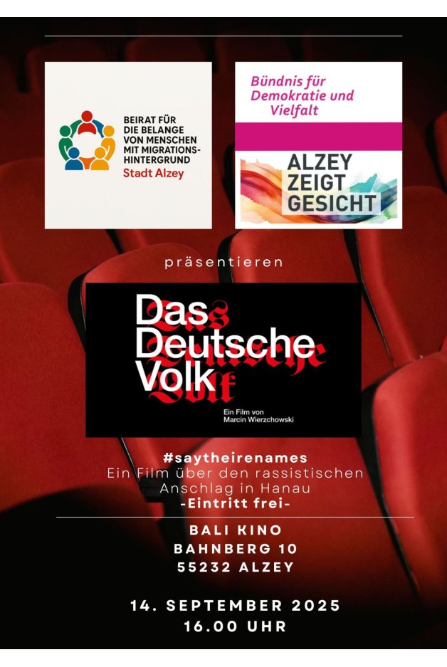 "Das Deutsche Volk" Kinofilm Flyer - 1 Flyer bali Kino Alzey