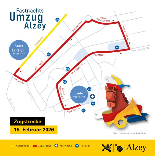 Zugstrecke des Fastnachtsumzuges.