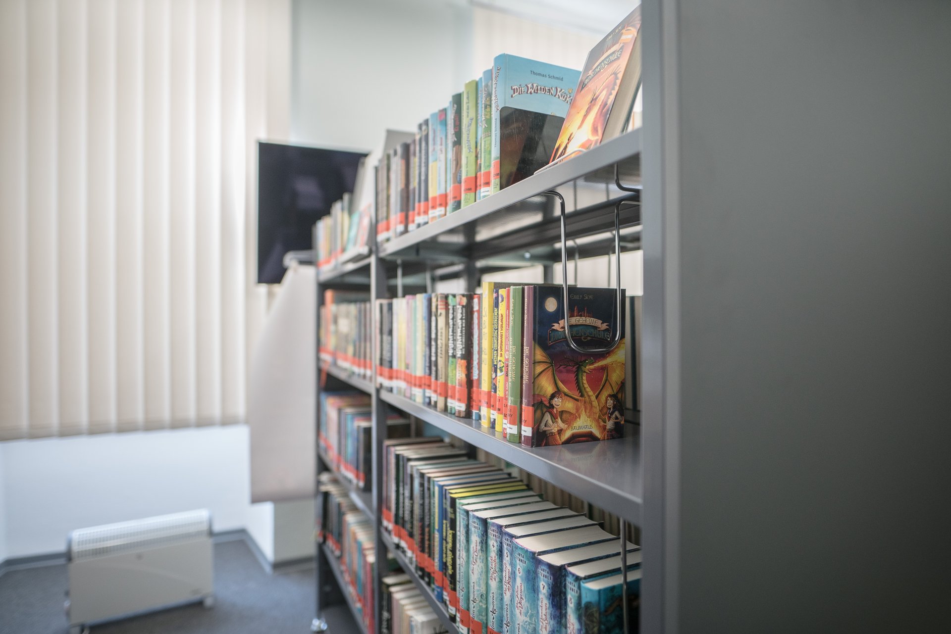 ein Bücherregal mit verschiedenen Büchern