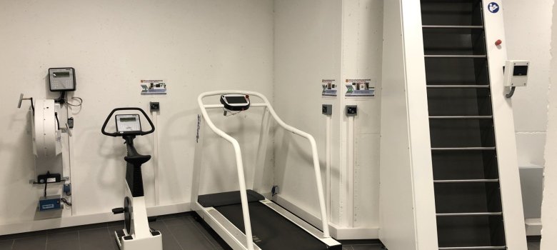 Fitnessgeräte zur Erbringung der geforderten Leistung mit Fahrradergometer, Laufband und Endlosleiter. Fitnessgeräte zur Erbringung der geforderten Leistung mit Fahrradergometer, Laufband und Endlosleiter.