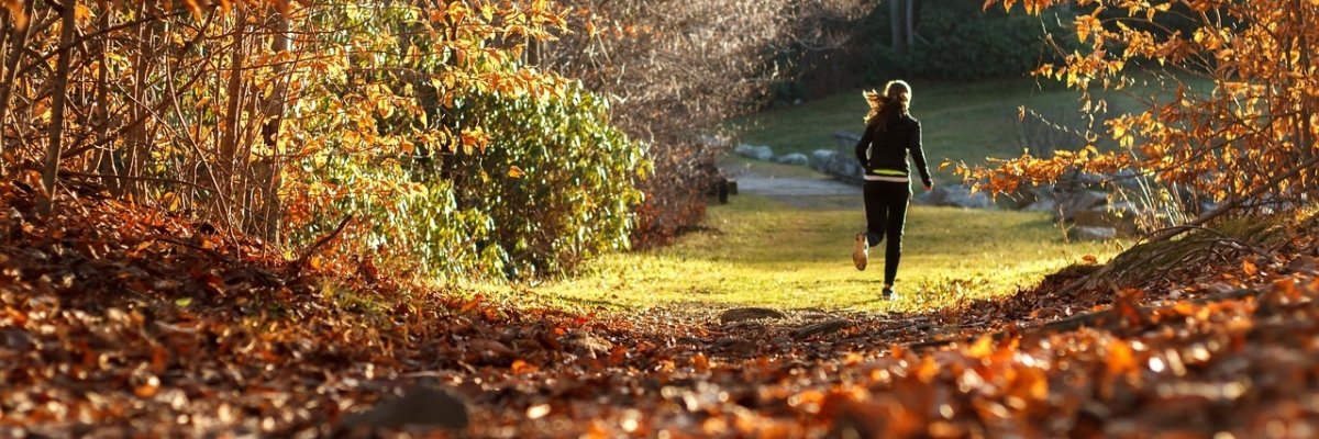 Läuferin joggt durch den Wald