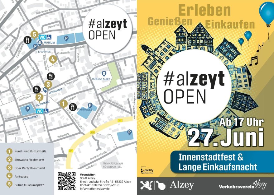 Flyer für AlzeytOpen mit Stadtplan