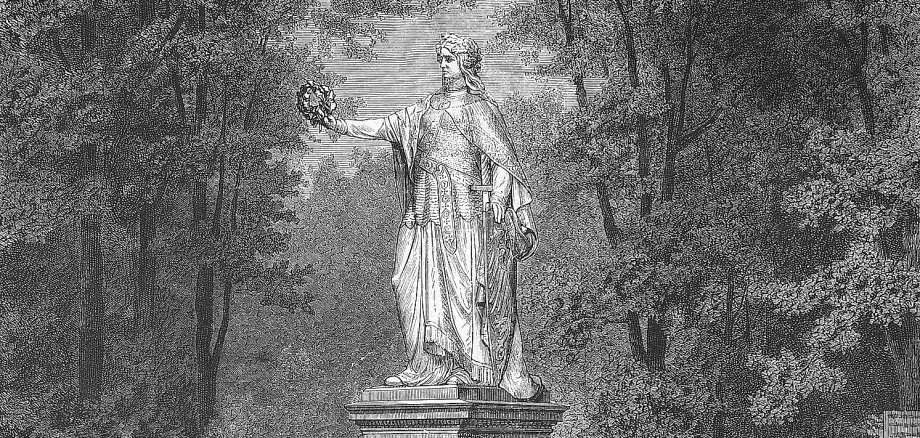 Ein historisches Bild der Germaniastatue in Kirchheimbolanden.