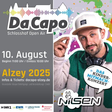 DaCapo Open Air. 10 August, das Kinder mitmach Konzert. Einlass:  10 Uhr, Beginn: 11 Uhr.