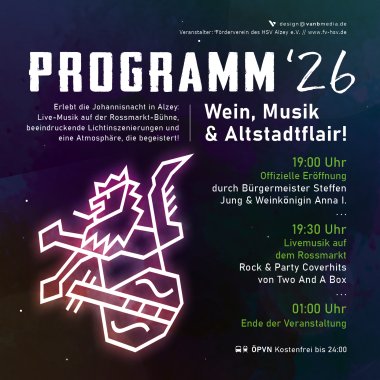 Flyer und Programm für die Alzeyer Johannisnacht am 13.06.2026