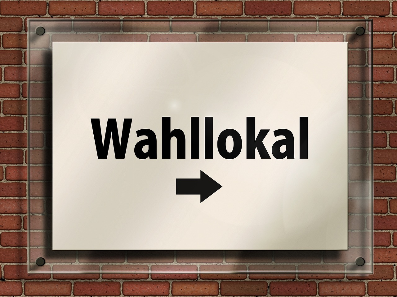 Schild mit einem Pfeil zum Wahllokal