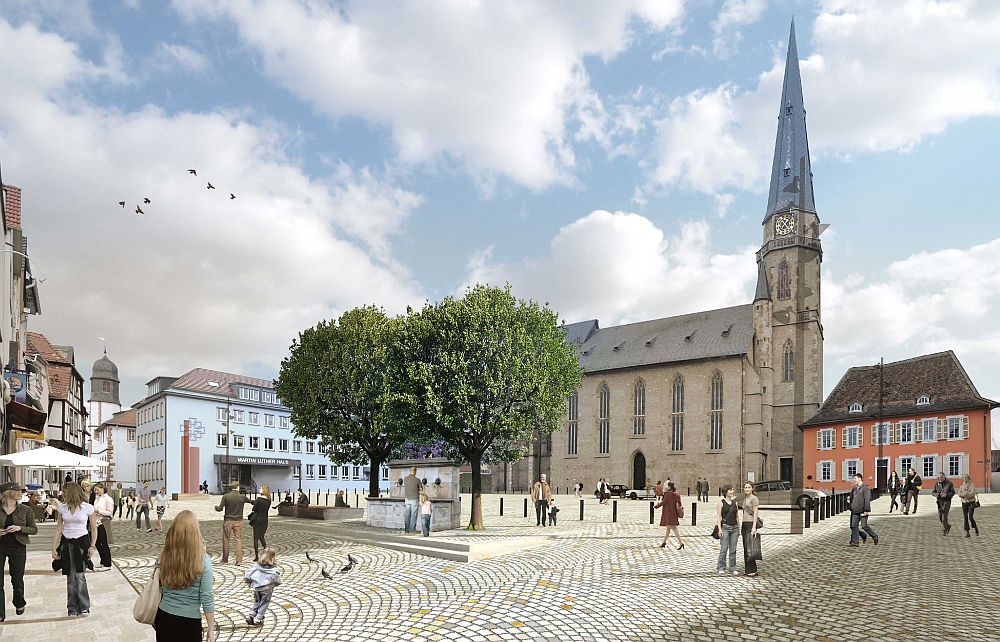 Alzeyer Obermarkt mit Nikololaikirche