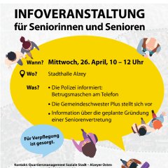 Plakat zur Infoveranstaltung für Seniorinnen und Senioren