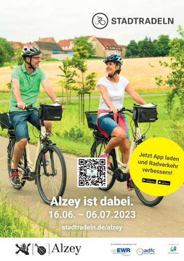 Plakat zum Stadtradeln mit zwei Fahrradfahrern