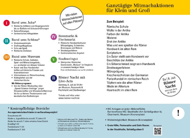 Flyer zu den Mitmachaktionen beim Römerfest