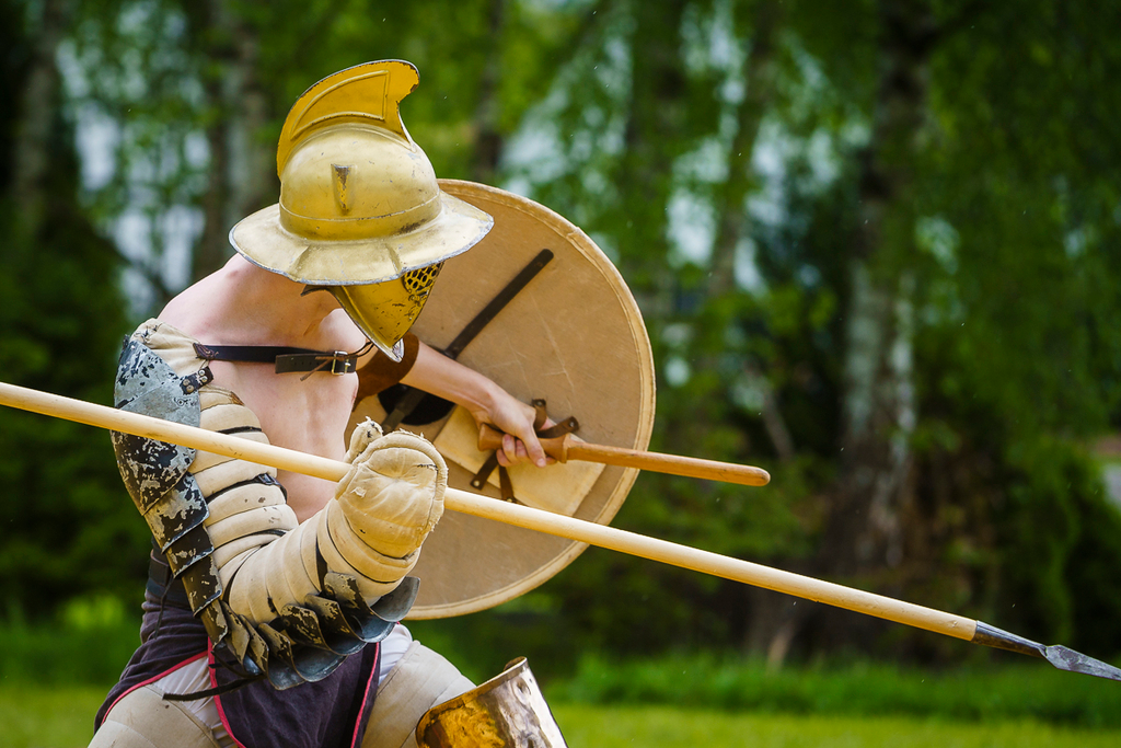 Ein Gladiator mit Ausrüstung