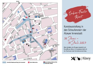 Flyer zu den Kunstaustellungen in der Alzeyer Innenstadt