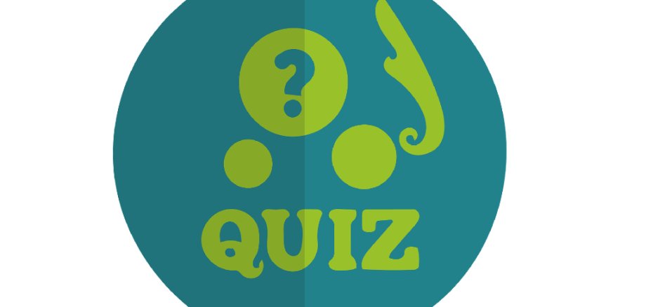 Blauer kreis mit der Inschrift "Quiz"