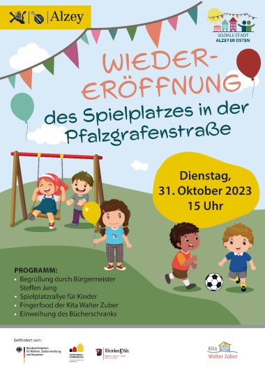 Plakat zur Spielplatzeröffnung