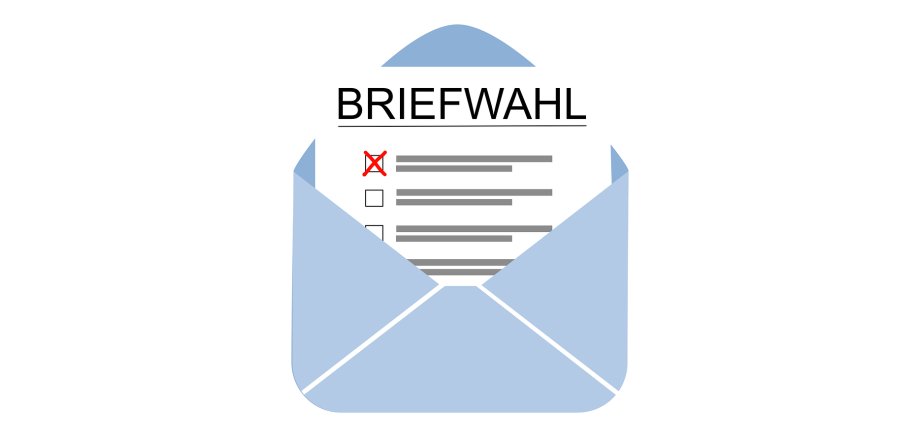 Ein Umschlag mit einem Wahlbrief mit der Aufschrift "Briefwahl"