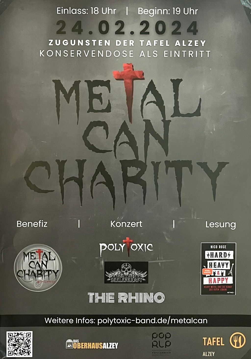 Das Plakat zum zweiten Metal Can Charity im Alzeyer Oberhau.
