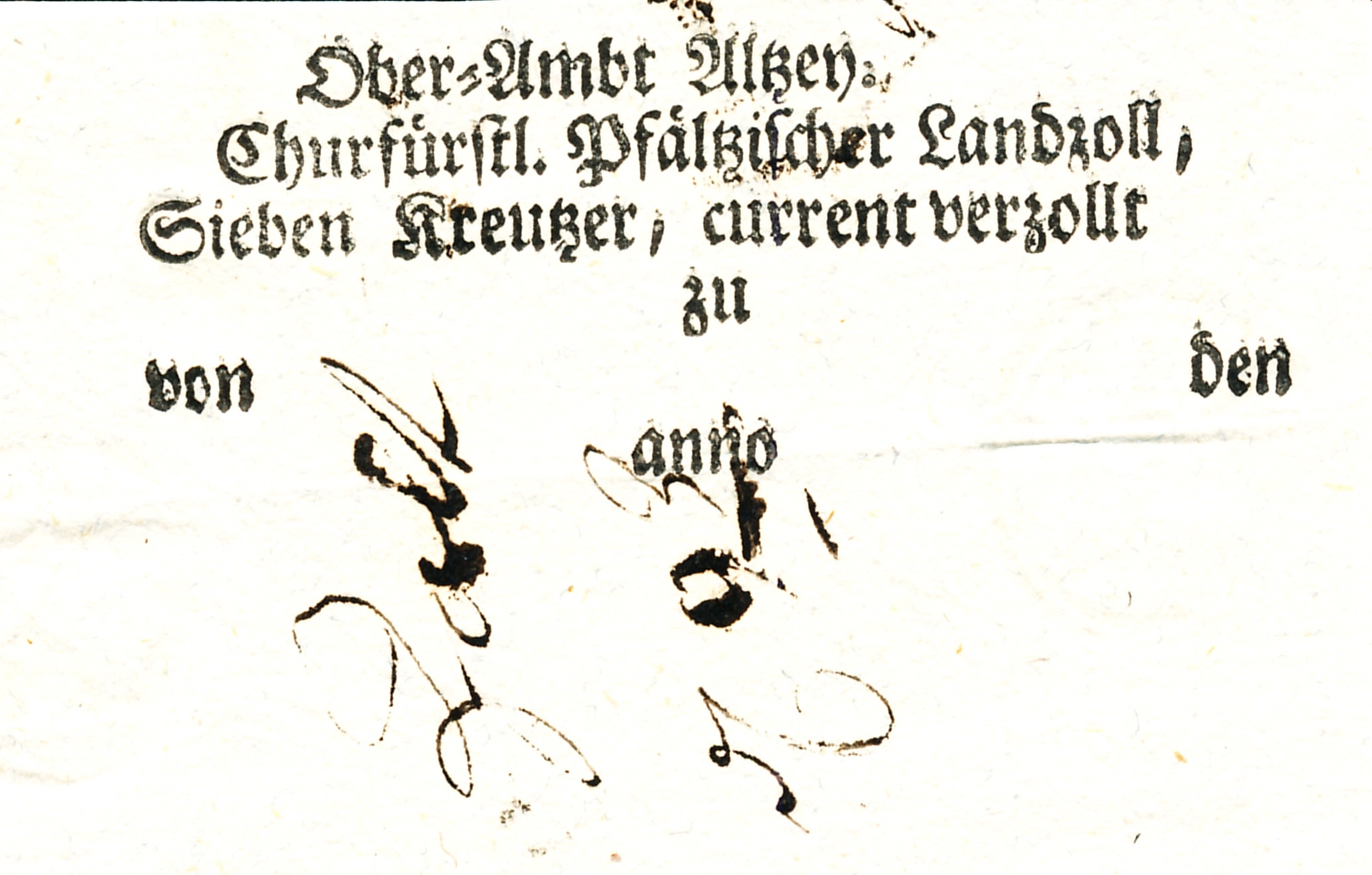 Eine alte Quittung über eine bezahlte Zollgebühr.