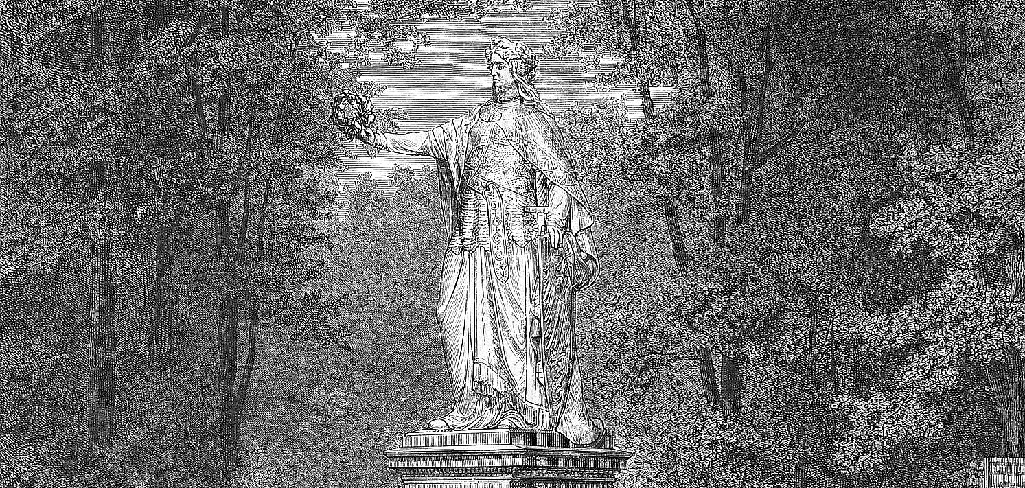 Ein historisches Bild der Germaniastatue in Kirchheimbolanden.