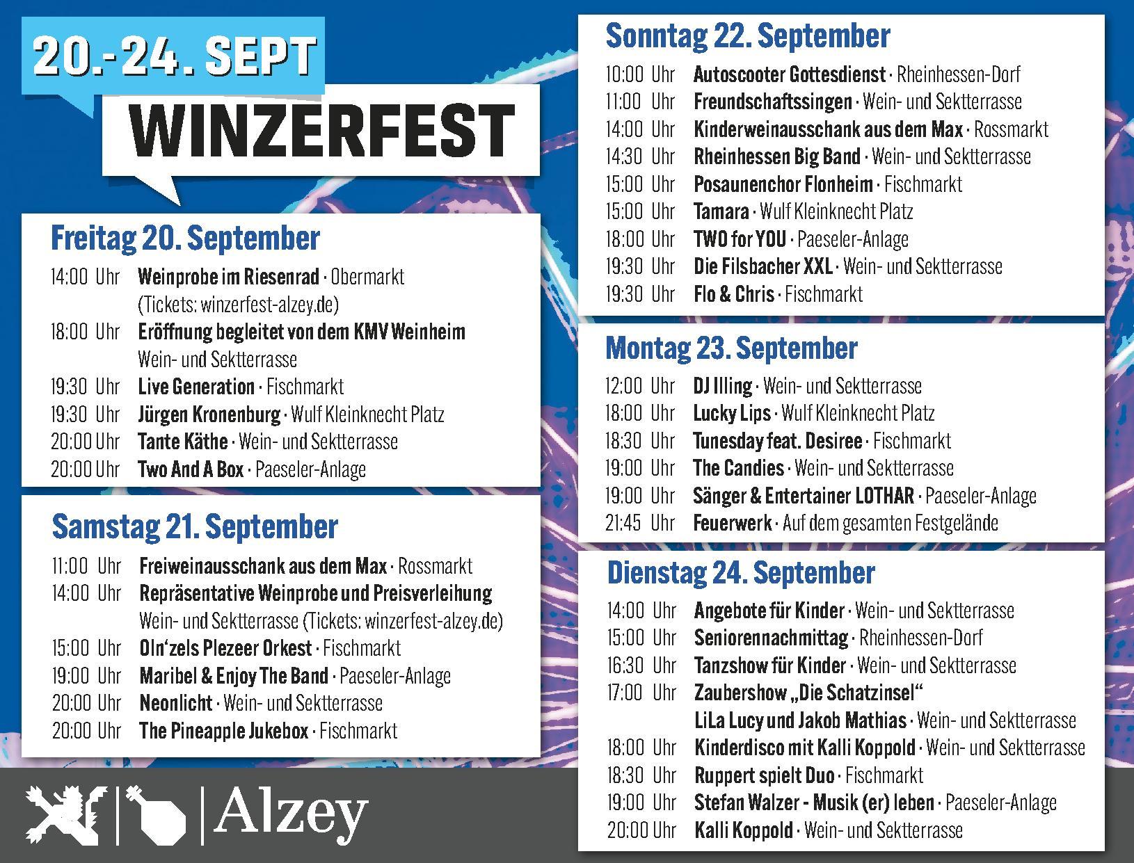Das Programm zum 85. Alzeyer Winzerfest