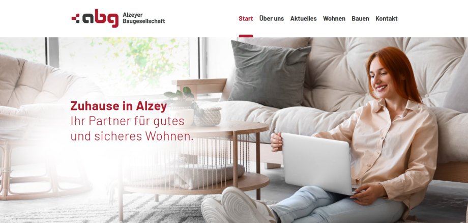 Die Startseite der Alzeyer Baugesellschaft