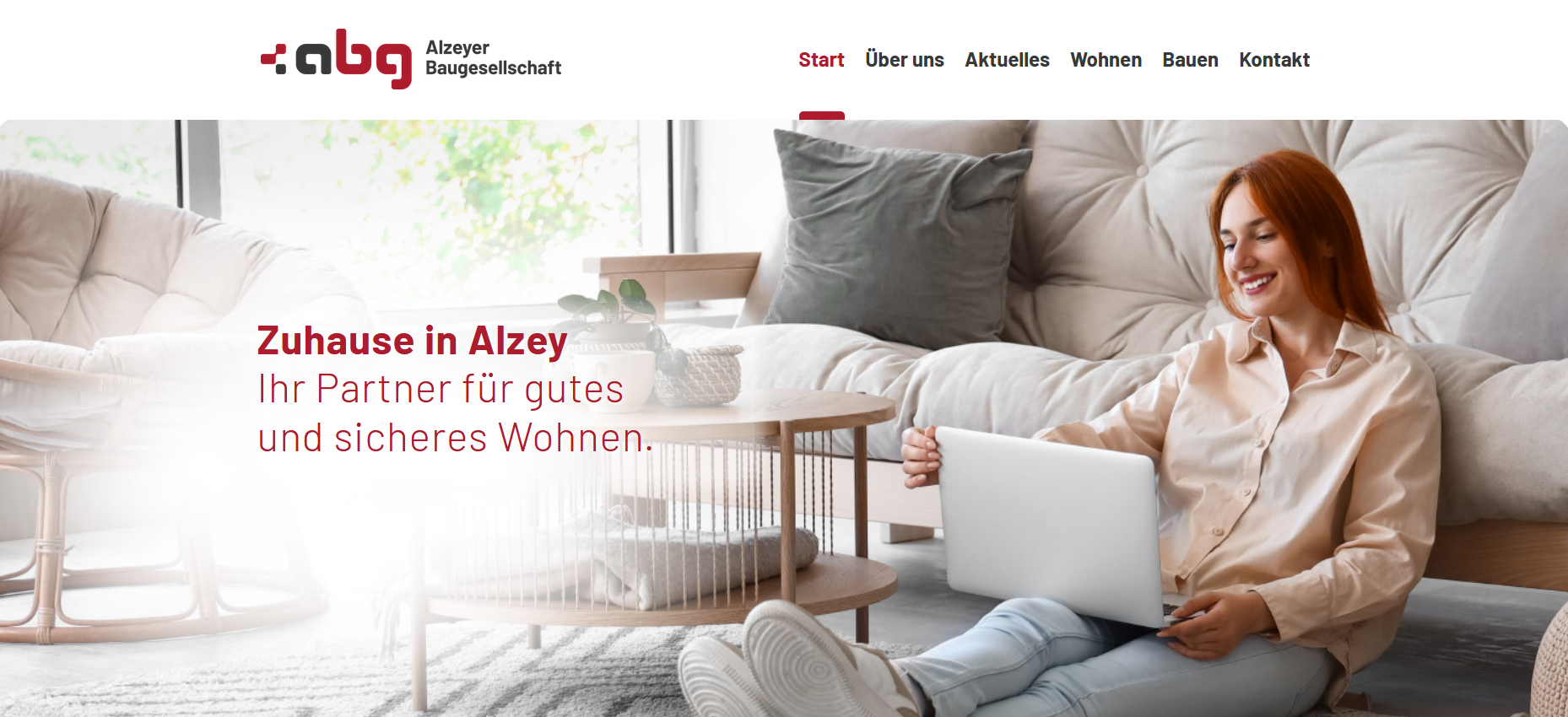 Die Startseite der Alzeyer Baugesellschaft