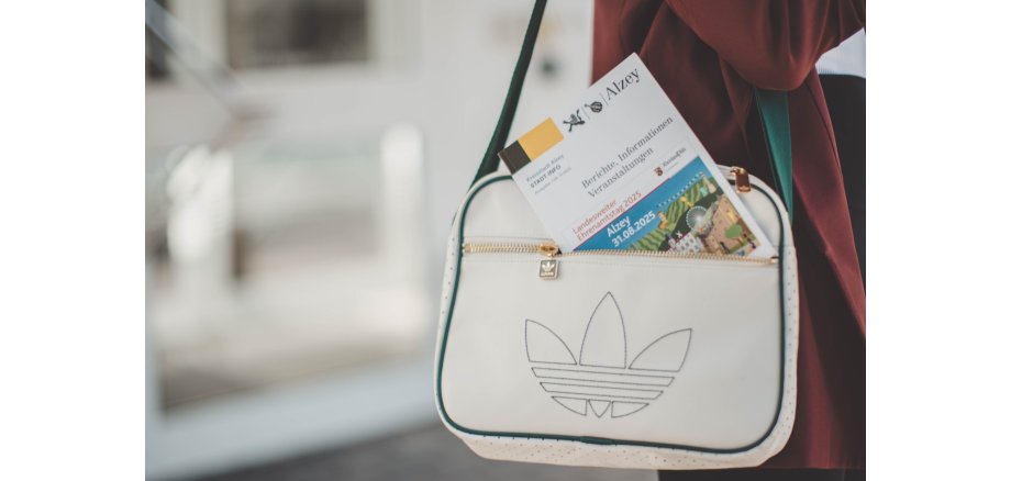 Kreisstadt, Stadt-Info Heft in Tasche.