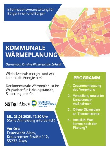 Info und Programm Flyer zur Kommunalen Wärmeplanung Veranstaltung