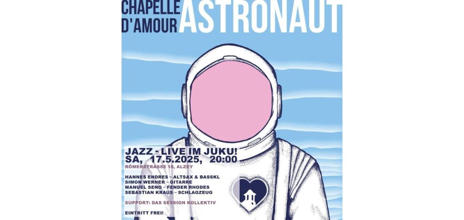 ein Astronaut in weißem Anzug und Rosa Maske
