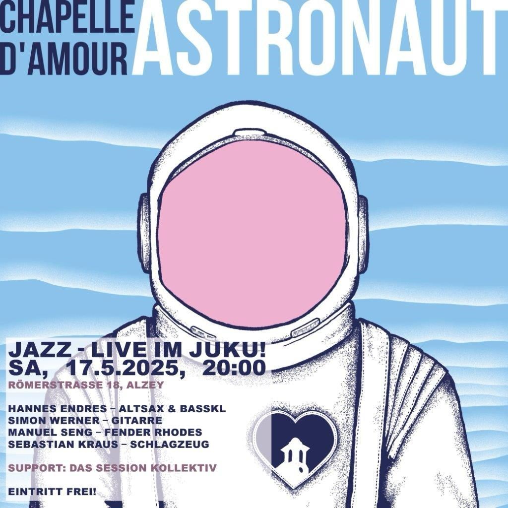 ein Astronaut in weißem Anzug und Rosa Maske