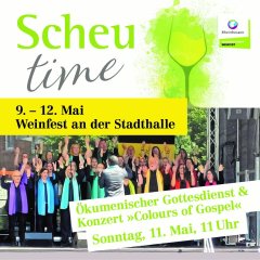 Plakat für Scheutime mit Gottesdienst und Konzert