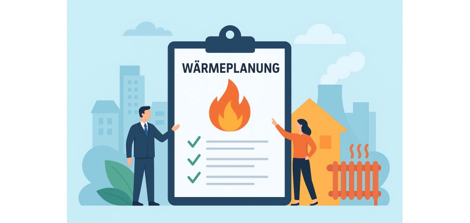 Klemmbrett mit der Aufschrift Wärmeplanung