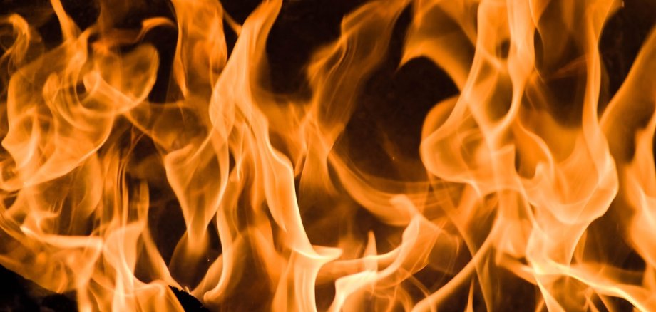 Auf dem Bild sind hell brennende Flammen abgebildet. Darunter liegt Brennholz.