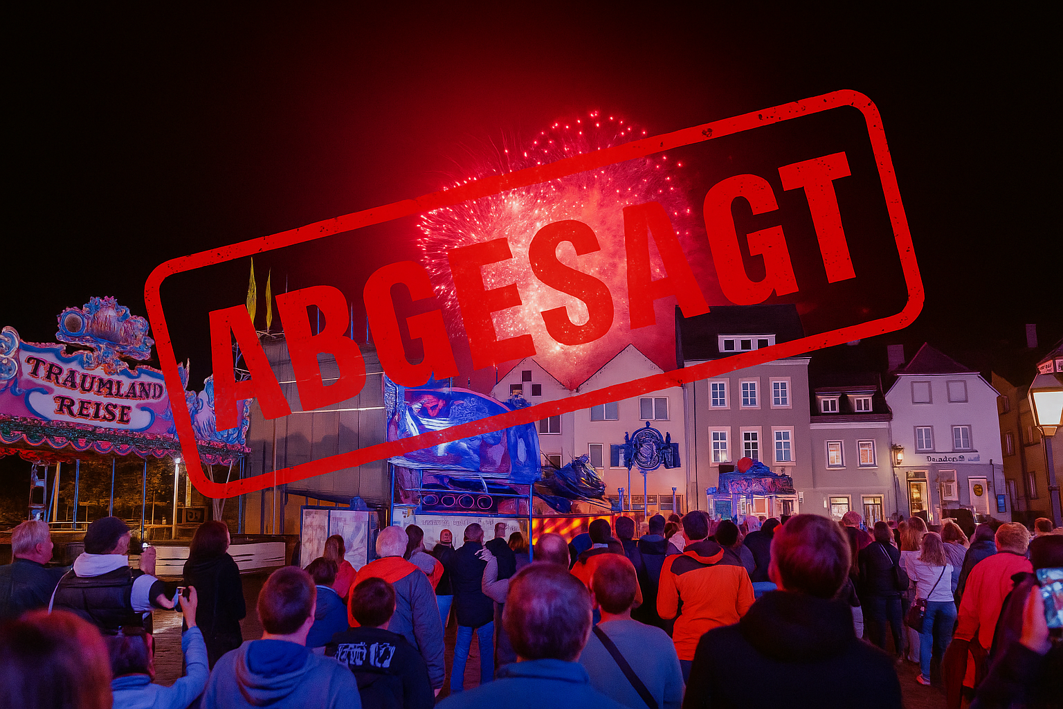 Feuerwerk Winzerfest mit der Schrift "abgesagt"