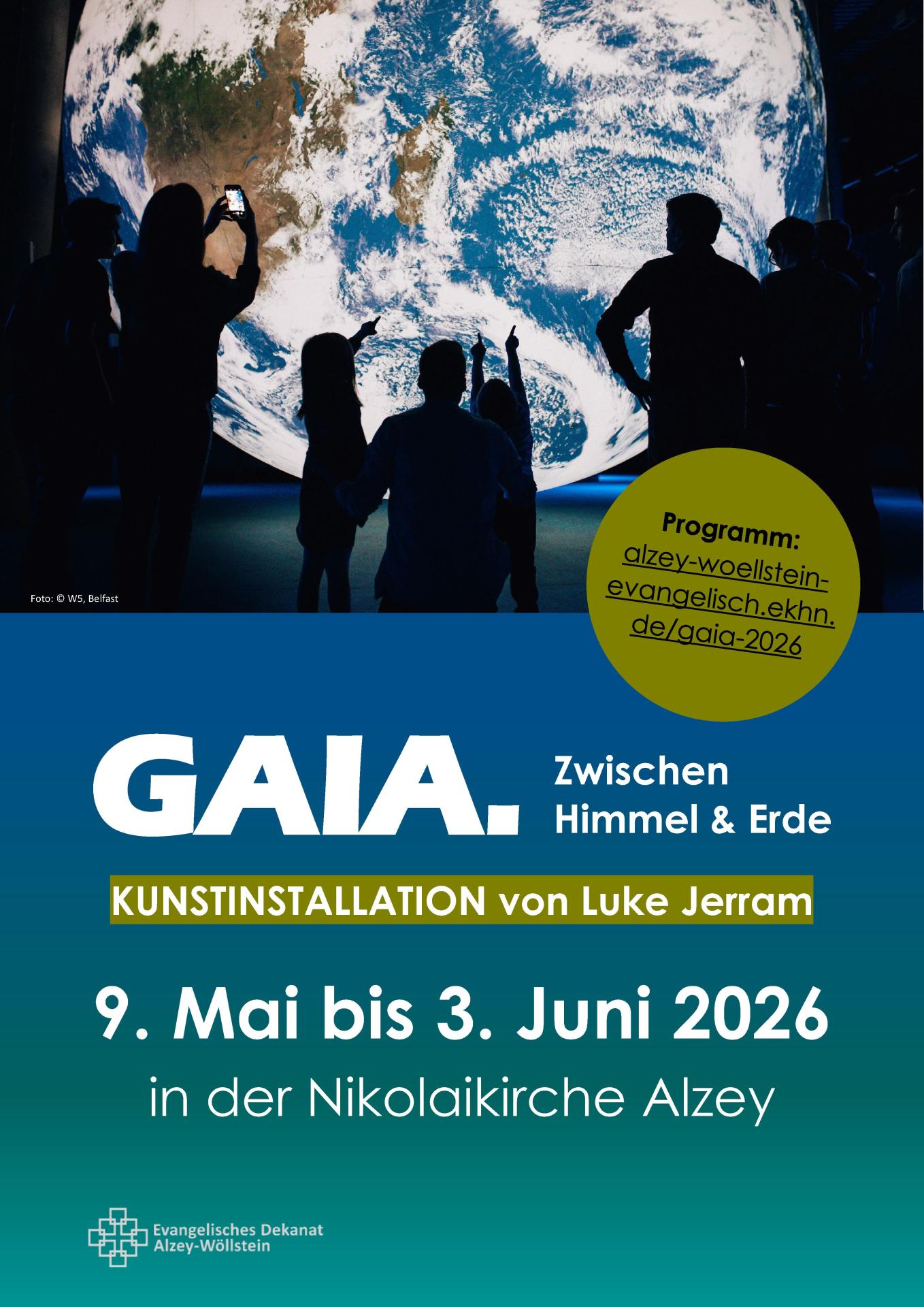 Flyer zur Kunstinstallation "Gaia" in der Nikolaikirche Alzey