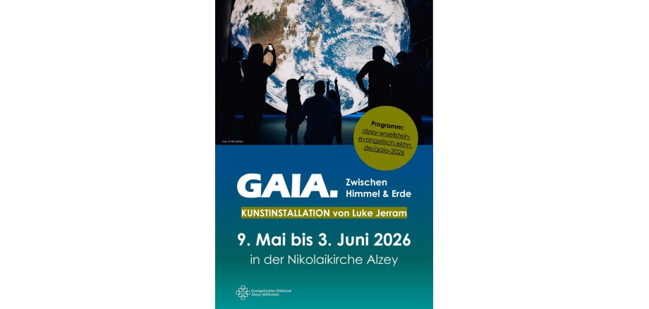 Flyer zur Kunstinstallation "Gaia" in der Nikolaikirche Alzey