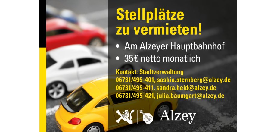 Flyer Parkplätze am Alzeyer Bahnhof zu vermieten