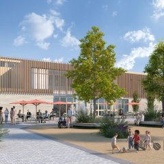 KI generierte Fotos wie das Quartierszentrum aussehen könnte.