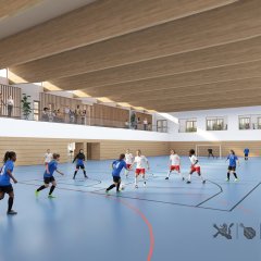 KI generierte Fotos wie das Quartierszentrum aussehen könnte.