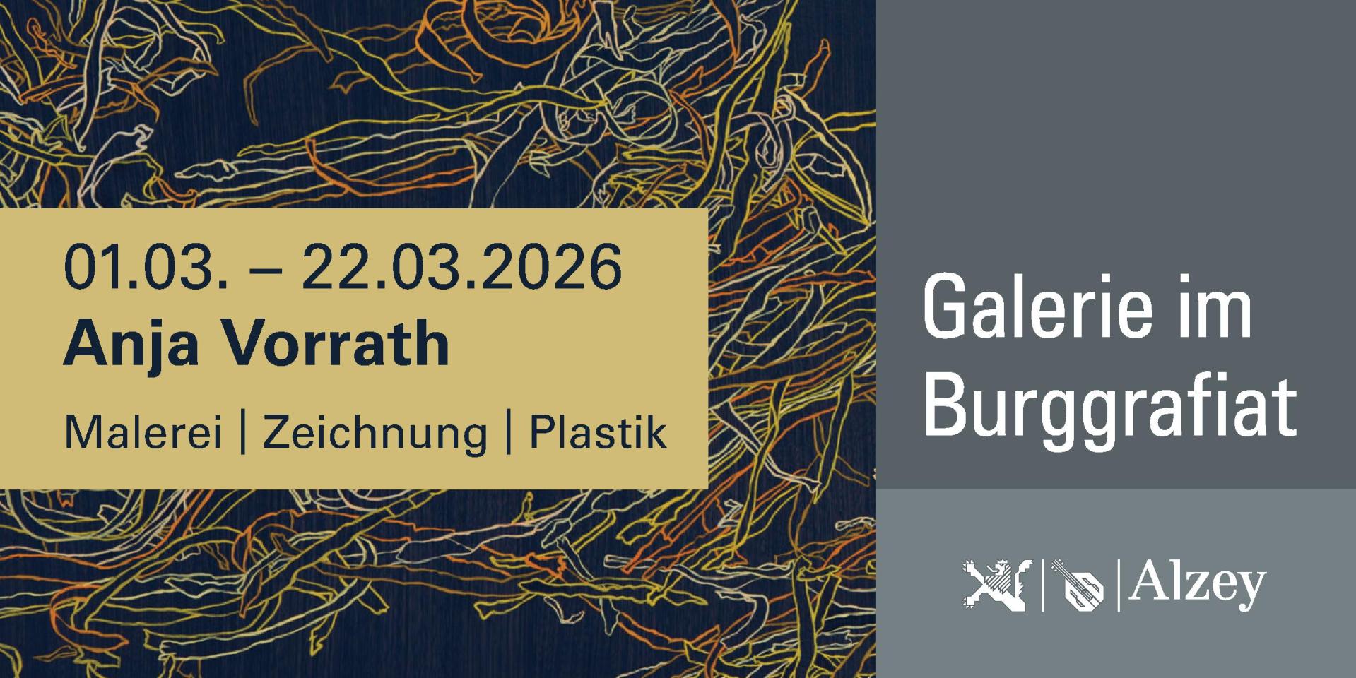 Werbeflyer einer Austellung von Anja Vorrath in der Galerie im Burggrafiat