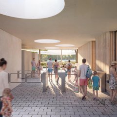 Design des neuen Alzeyer Hallenbades im Durchgang