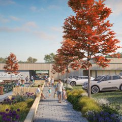 Design des neuen Alzeyer Hallenbades von dem Parkplatz aus