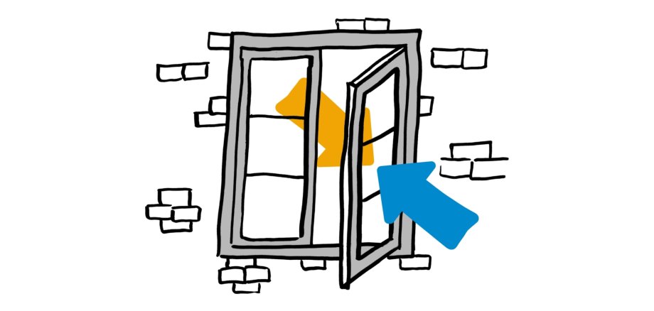 Eine einfache karikatur eines geöffneten Fensters.