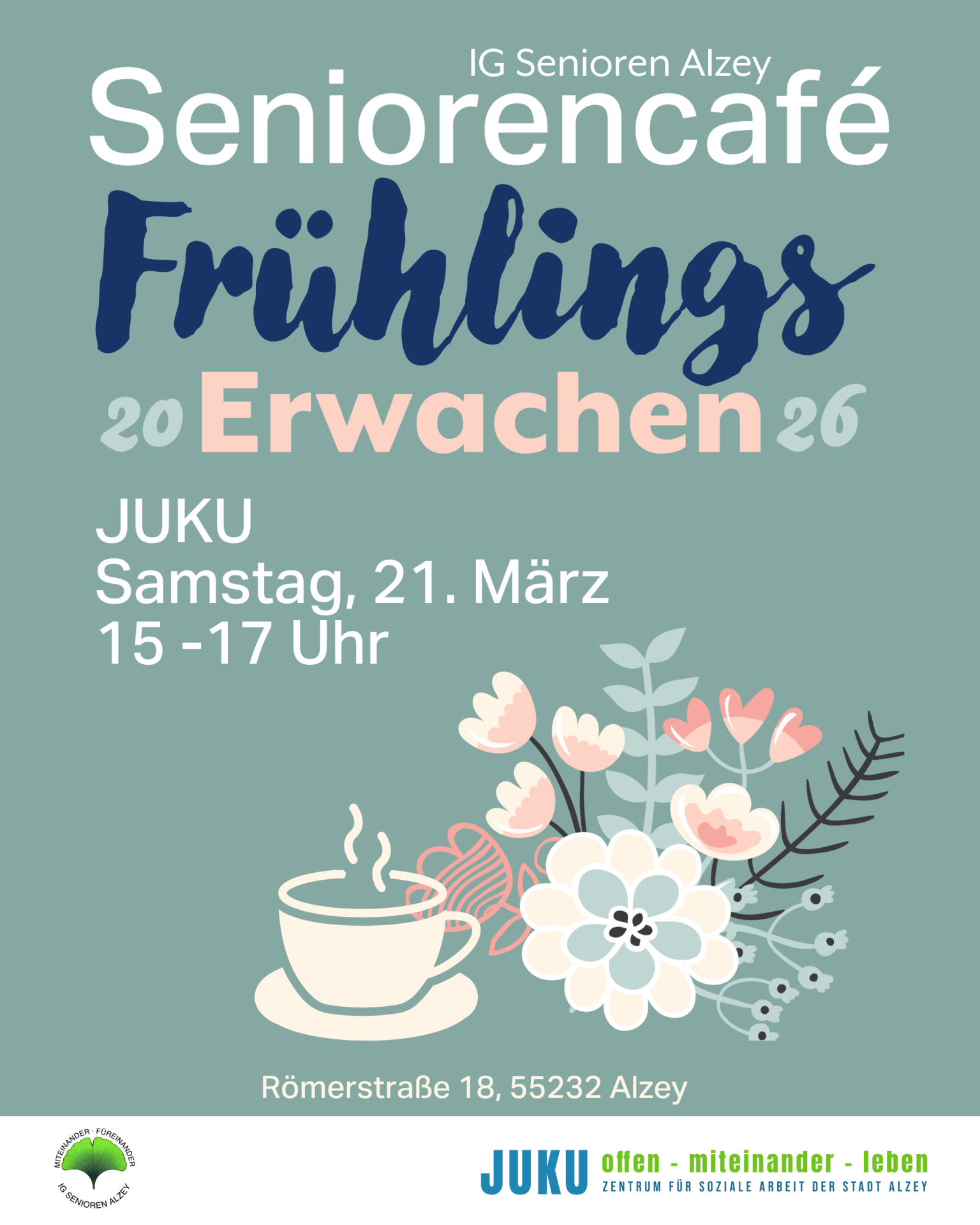 Werbeflyer für Seniorencafé und Frühlingserwachen