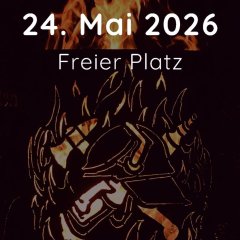 ein Flyer für den Tag der Feuerwehr in Heimersheim mit einer abgebildeten Flamme im Hintergrund
