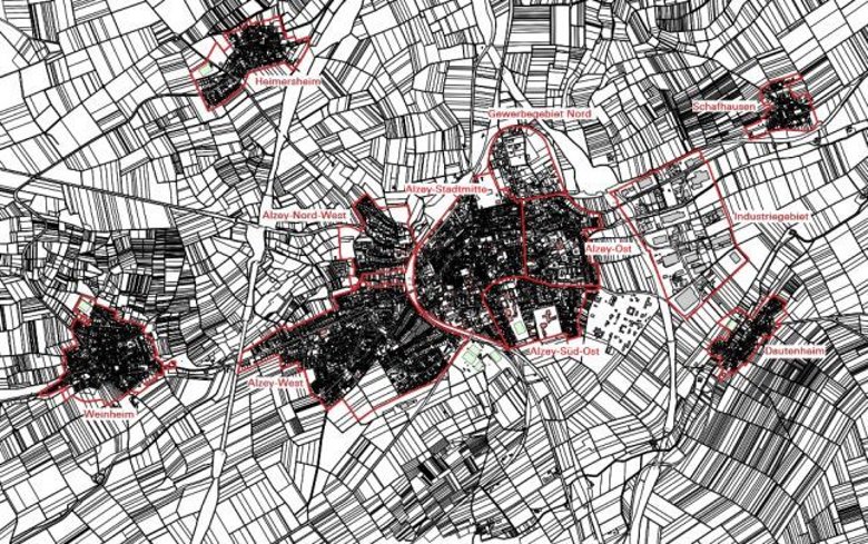 Stadtplan mit den Stadtteilen